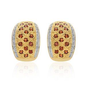1.03 Carat Garnet with 0.35 Carat Diamond Earrings